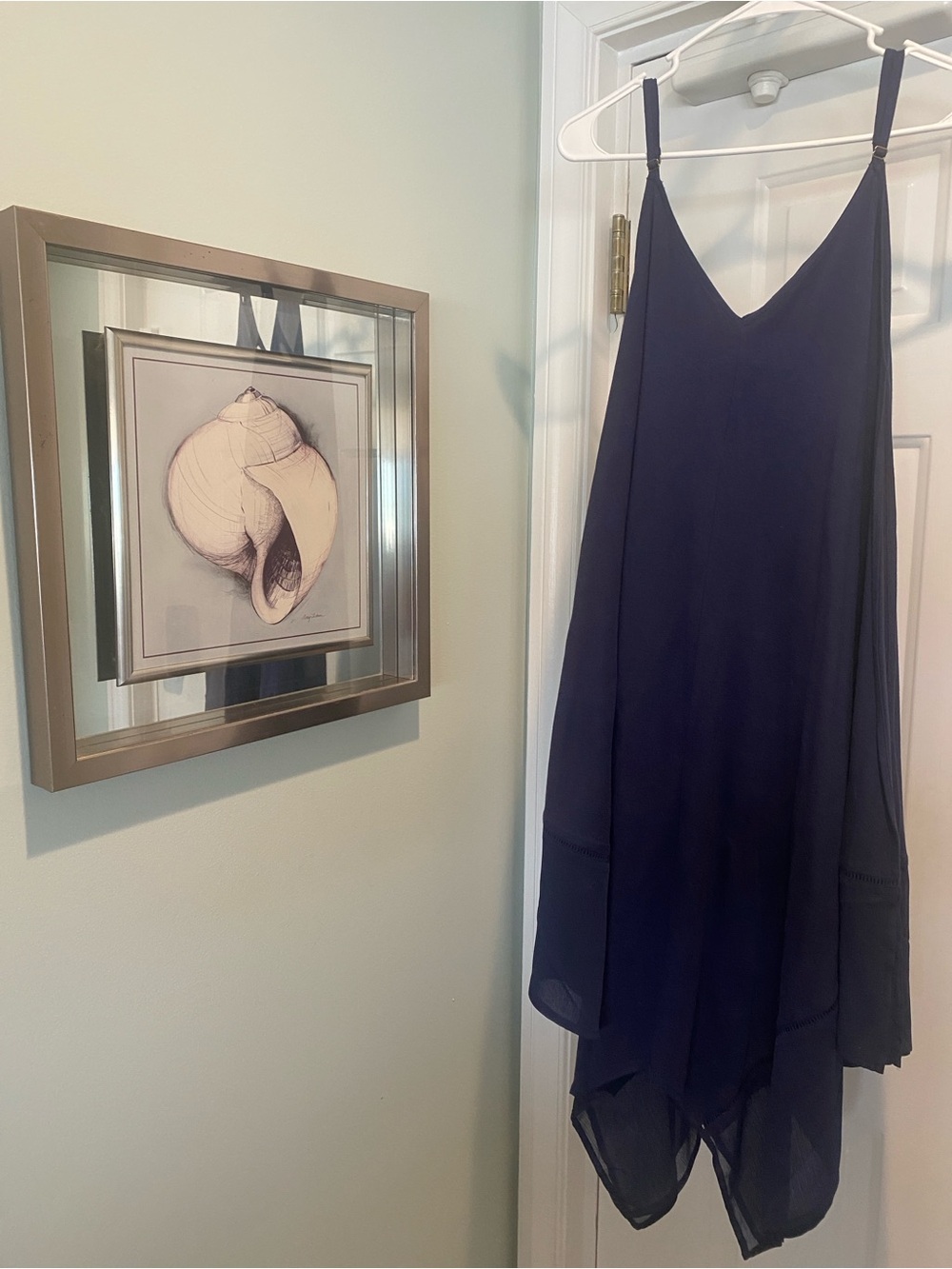 Tommy Bahama Navy Asymmetrical Handkerchief-Hem Slip Dress